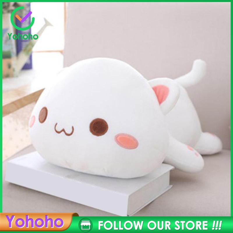 Mèo nhồi bông màu trắng/ xám dễ thương kích thước 30cm dùng làm quà tặng cho bé