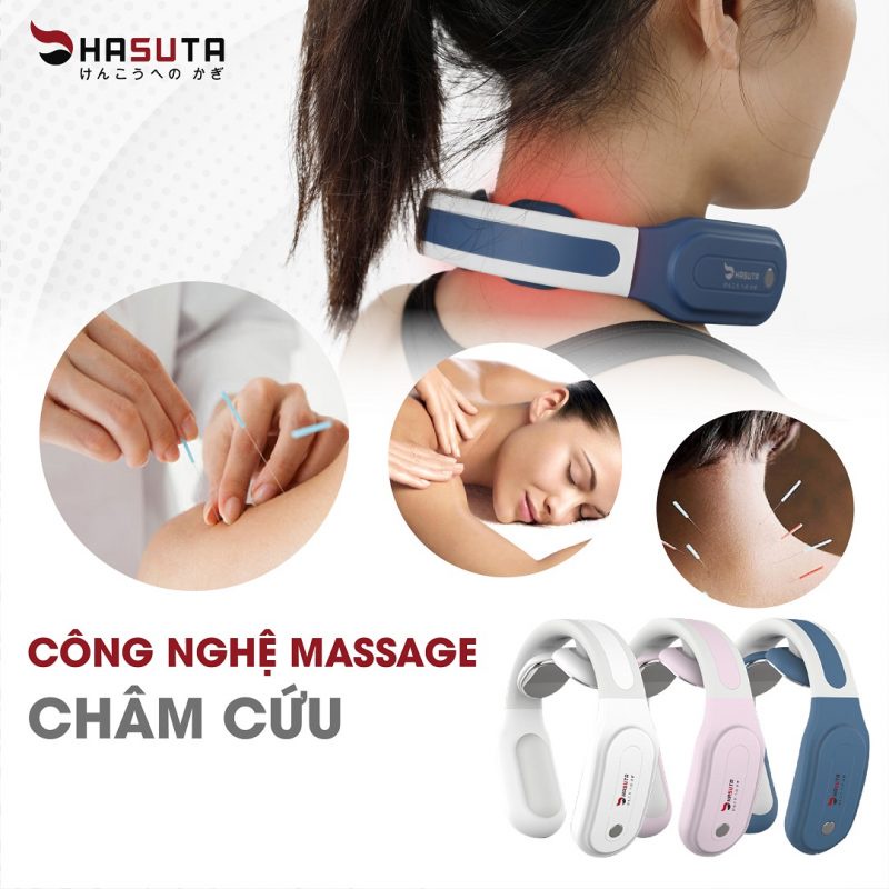 Máy massage cổ Hasuta HMN-160 Massage bằng cơ chế xung điện TENS ( giúp giảm đau cổ vai gáy )