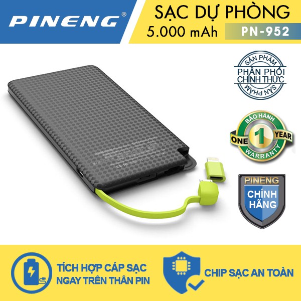 Pin sạc dự phòng PINENG PN-952 5000mAh - Hãng Phân Phối Chính Thức