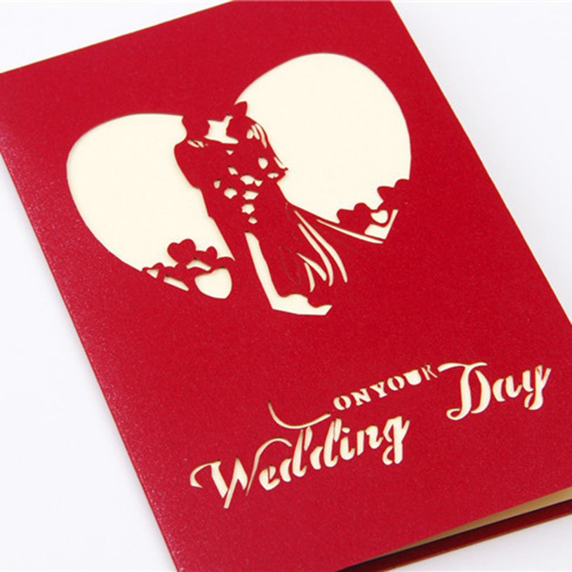 Thiệp mừng đám cưới 3D thủ công hình cặp đôi lãng mạn