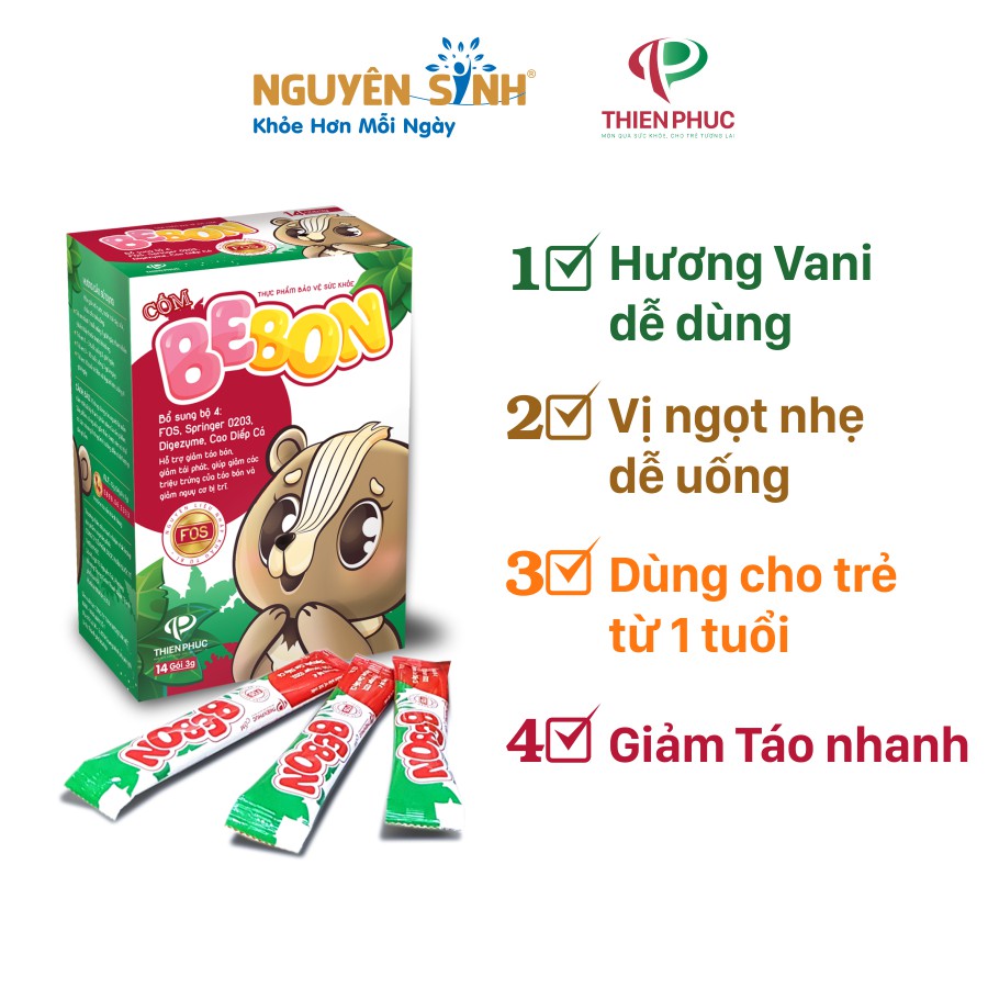 Cốm Bebon Giảm Táo Bón, Nhuận tràng, bổ xung chất xơ, tăng cường tiêu hóa.