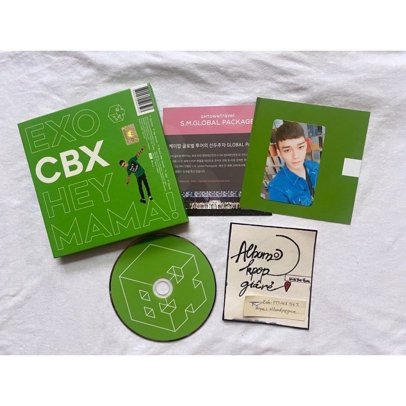 Exo Cbx mini album Hey Mama đã khui seal, đầy đủ đồ như hình.