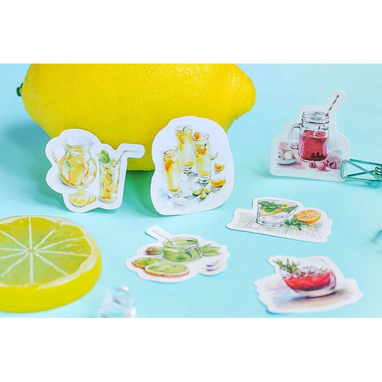 Bộ 46 Sticker Hàn Quốc món ăn dán trang trí E36