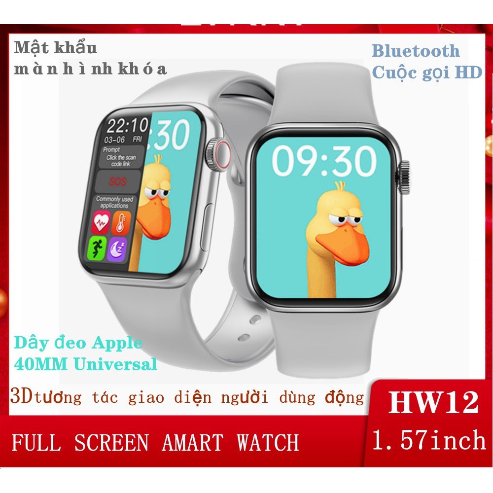 Đồng Hồ Thông Minh HW12- Smart watch 6 Seri 6- Màn hình tràn viền kháng nước- Có núm xoay - Thay được dây
