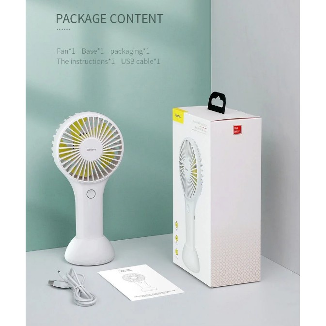 [ TẶNG DÂY ĐEO CỔ ] Quạt sạc tích điện Baseus Y100 BIGO FAN 1800 mAH Di Động mang theo siêu nhỏ nhẹ để bàn hoặc Cầm