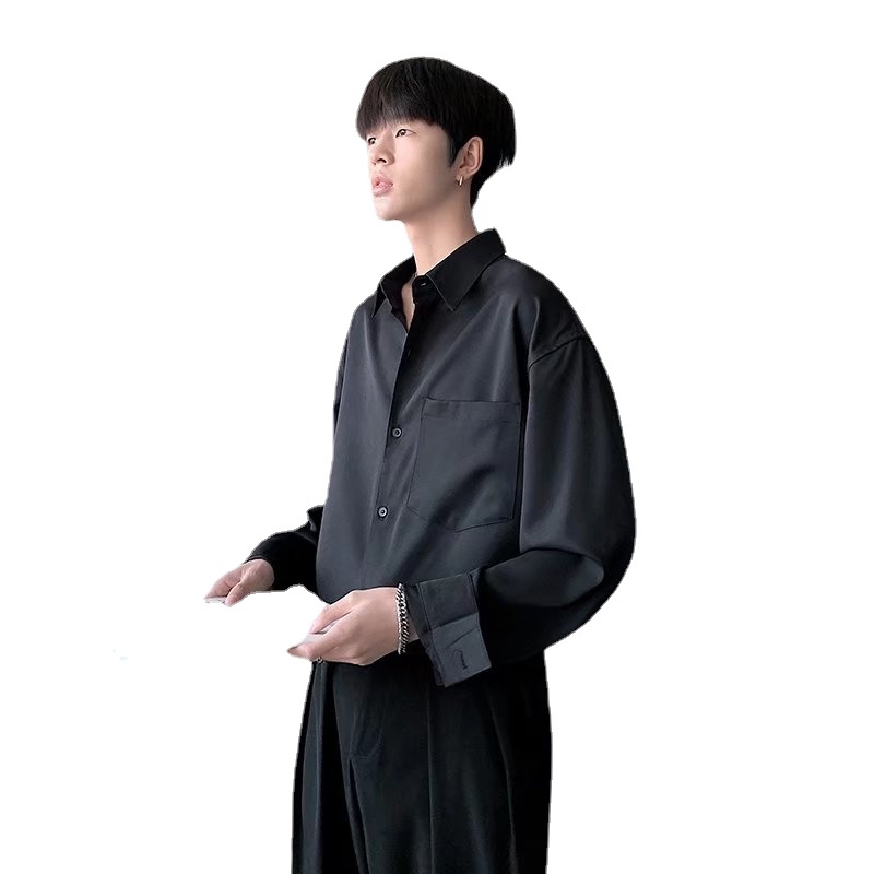 Áo Sơ Mi Tay Dài Dáng Rộng Có Túi Thiết Kế Thoáng Khí Thời Trang Cho Nam