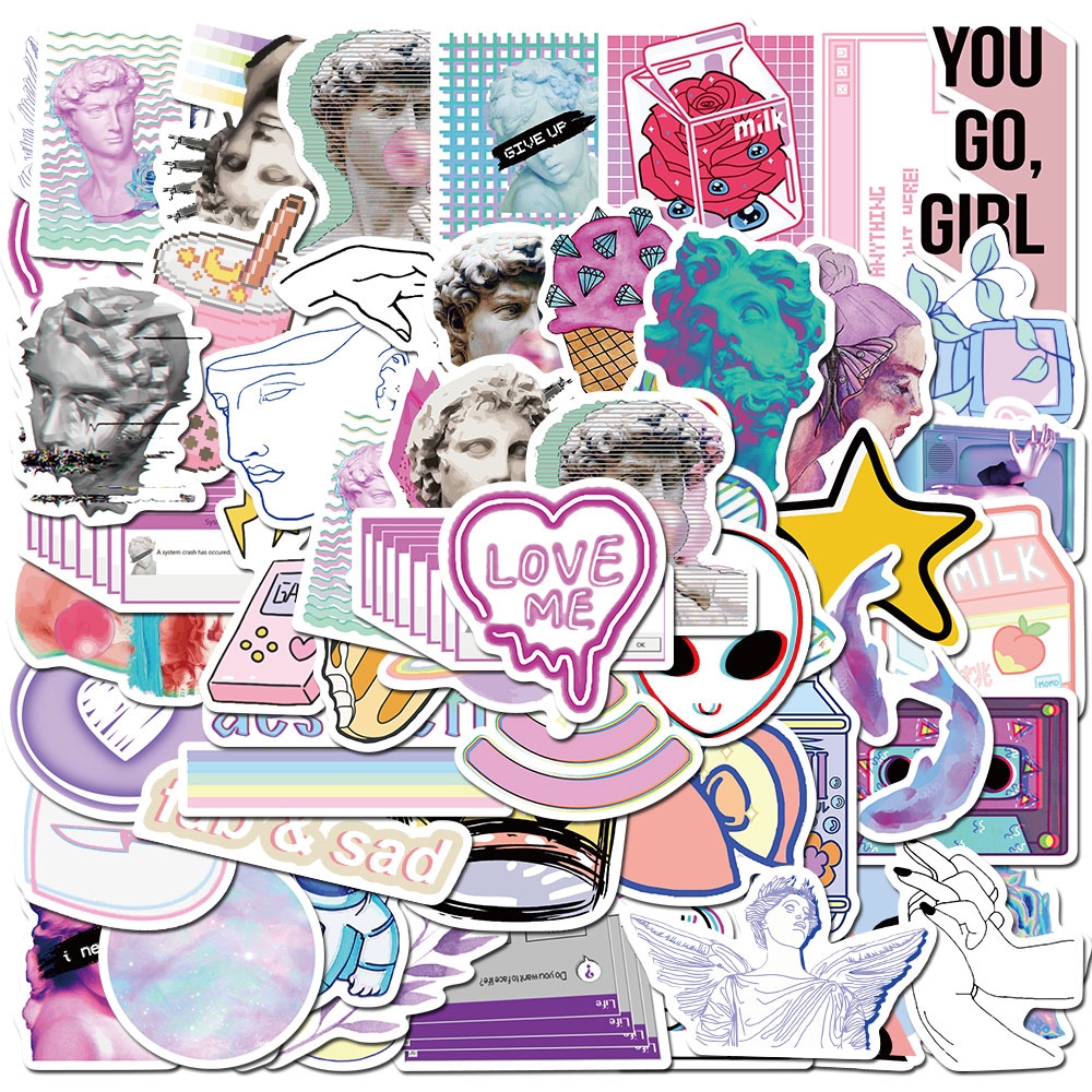 Set 50 Stickers Dán Trang Trí Tủ Lạnh / Laptop Chống Thấm Nước