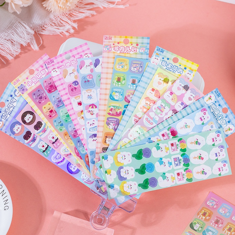 Bộ 2 Miếng Dán Trang Trí Nhật Ký/Điện Thoại Họa Tiết Hoạt Hình Dễ Thương