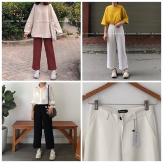 Quần ống suông lửng (đen, trắng, nâu) - Gmornin