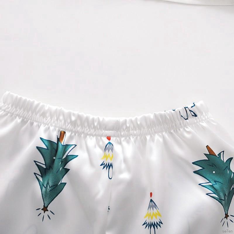 Set đồ ngủ Se7en tay dài in họa tiết cây thông dành cho bé