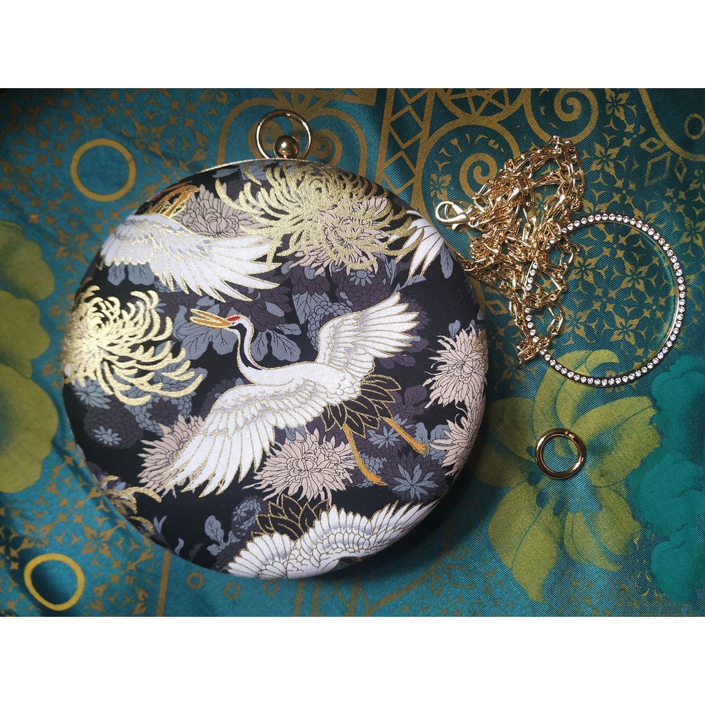 Túi tròn cổ trang họa tiết in