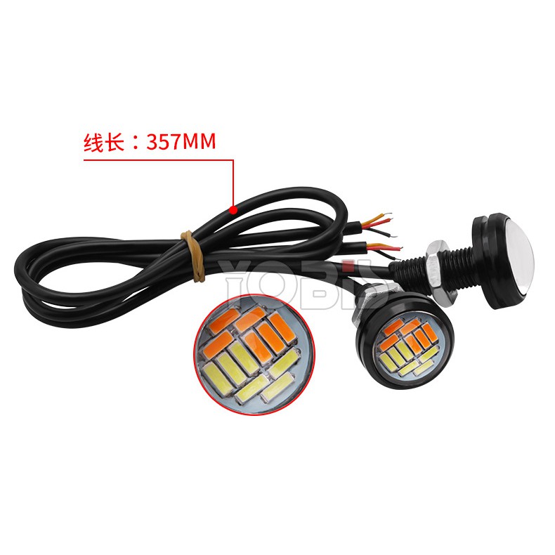 Bộ 2 bóng đèn Led xinhan vàng, tích hợp đèn hậu trắng 24 bóng 23mm