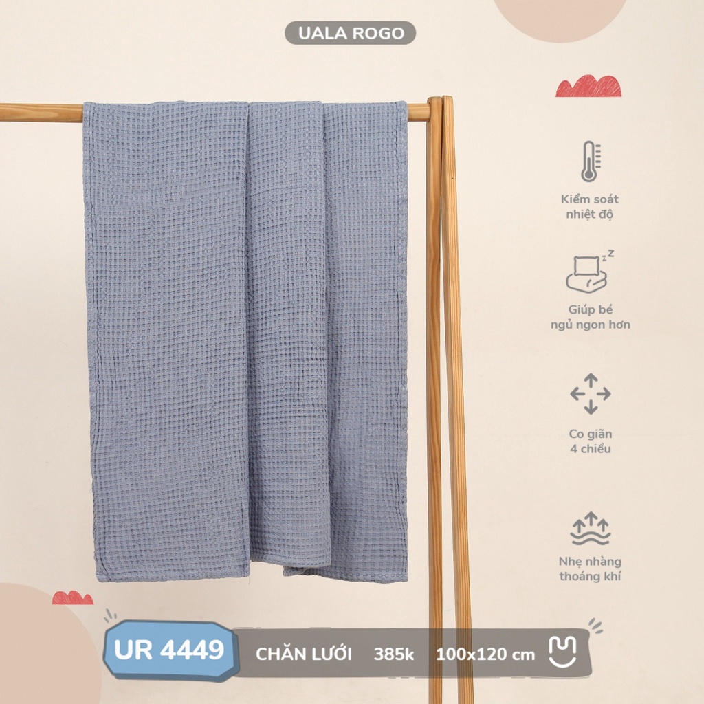 Chăn lưới vải sợi tre cao cấp bamboo Uala dùng cho bé yêu, cho cả gia đình kích thước 100x120cm UR 4449