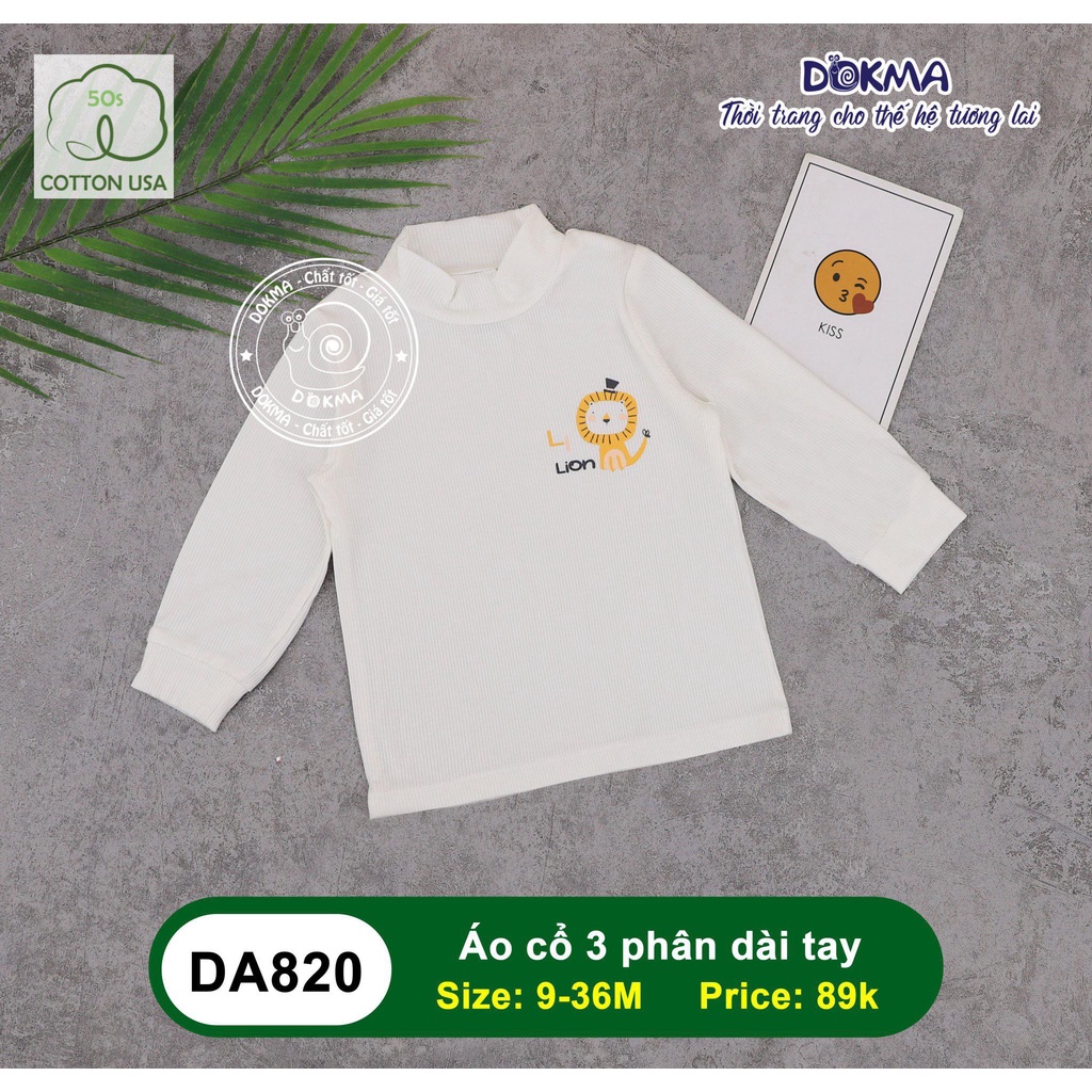 [CHÍNH HÃNG] Áo cổ 3 phân dài tay cotton họa tiết động vật trẻ em DA820 Dokma