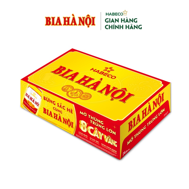 [Mã FMCGMALL -8% đơn 250K] Thùng 24 lon Bia Hà Nội - HABECO (330ml/lon) - Phiên bản Tết