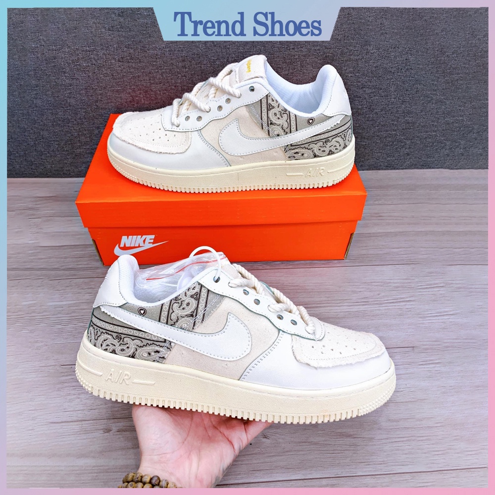 Giày Nike AF1 Dây Thừng, Giày Thể Thao Cat&Sofa Love Cashew Flower White