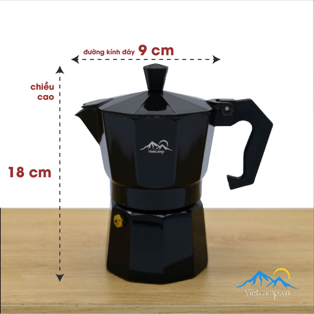 Bình đun cafe Espresso siêu tốc Moka Pot màu đen - 250 ml  - Pha được 8 shot