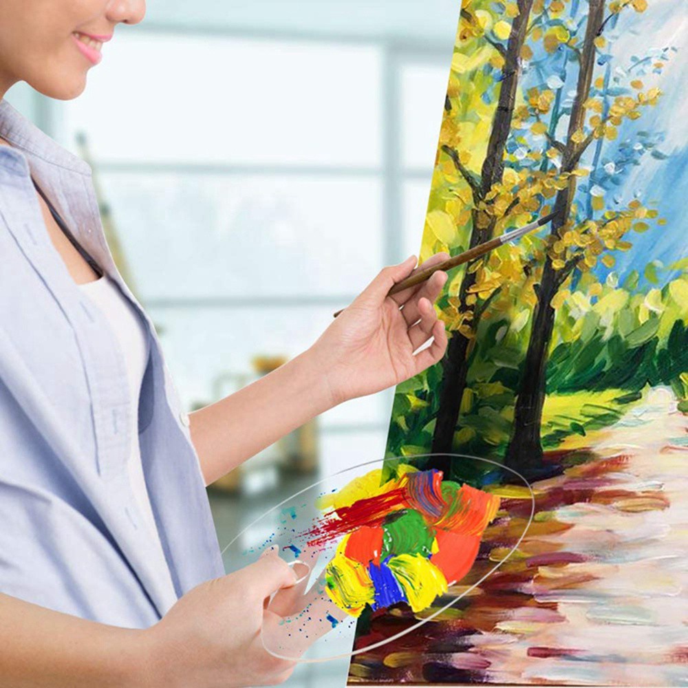 Khay pha màu nước hình oval bằng acrylic trong suốt chuyên dụng dành cho họa sĩ