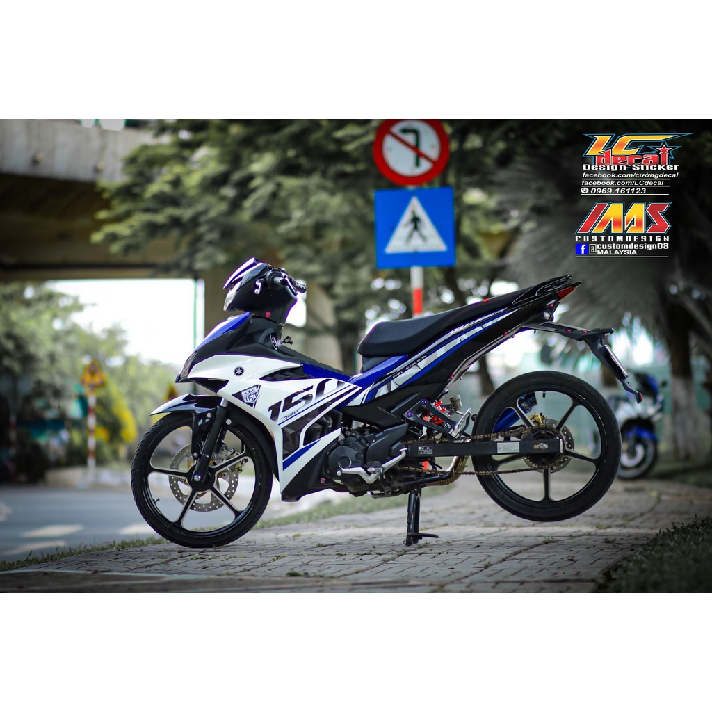 Tem rời Exciter 150 trắng xanh gp y15zr Mới , Tem cao cấp 3 lớp bao bay màu