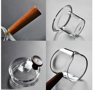 Ấm trà thủy tinh quai gỗ 400ml