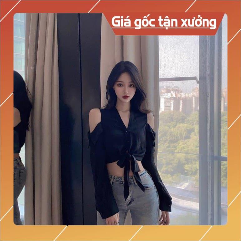 [Hàng Chất Lượng] Áo Sơ Mi Khoét Hở Vai Thắt Dây Eo | BigBuy360 - bigbuy360.vn