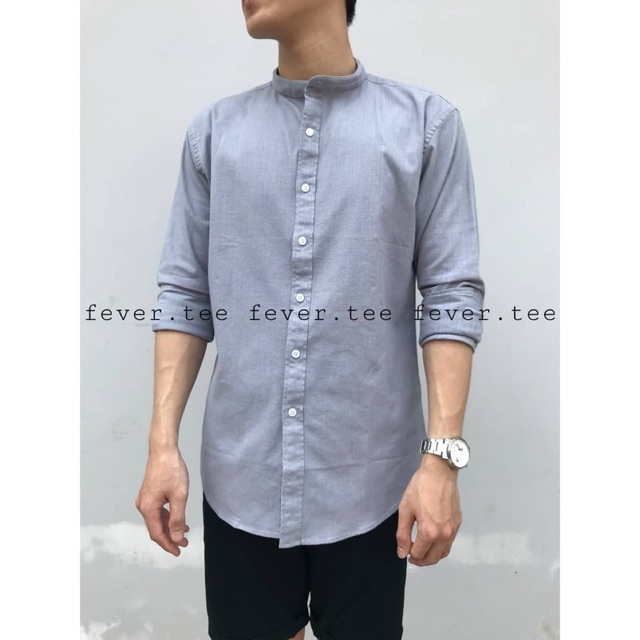 Áo sơmi cổ trụ Linen An.Dew (hình thật shop tự chụp)