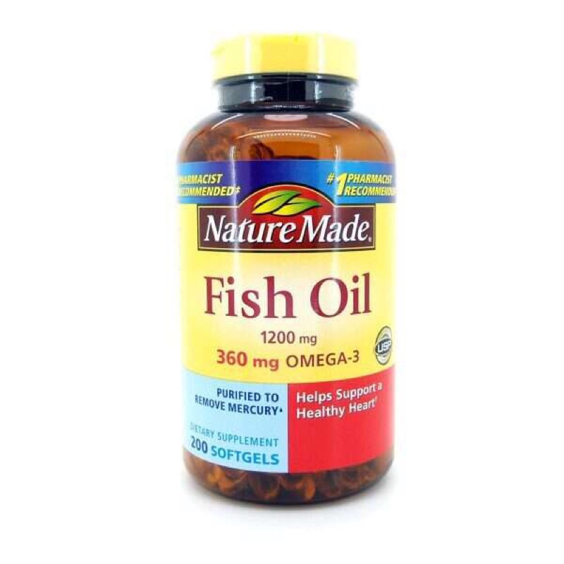 Viên uống dầu cá Omega 3 của Mỹ Nature Made Fish Oil 1200mg hộp 200 viên
