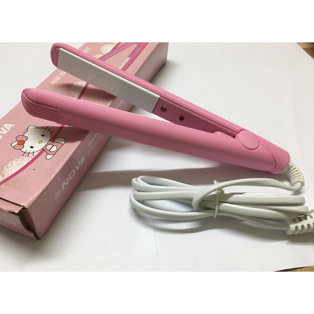 Máy Là Tóc Mini Nova Hình Hello Kitty Máy Duỗi Uốn Tóc Nhỏ Gọn Tiện Lợi