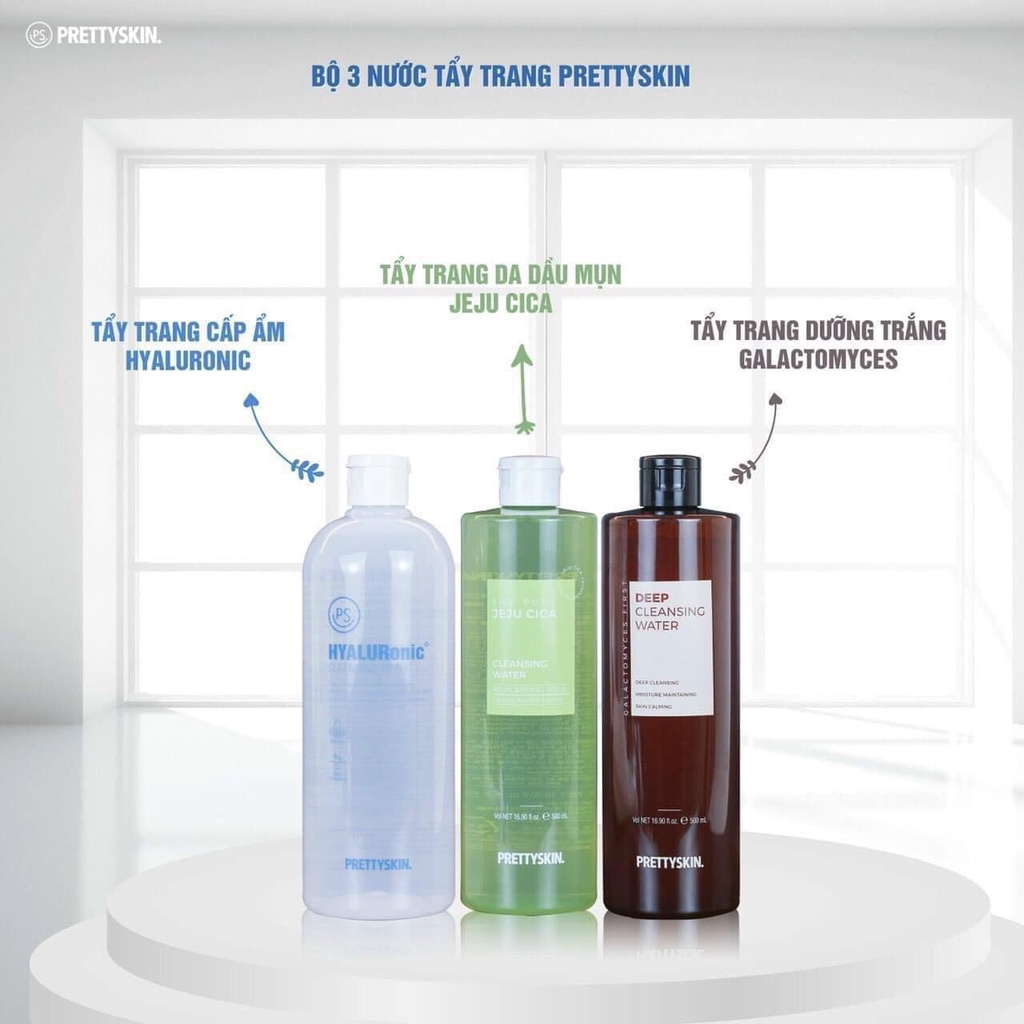 Tẩy trang Rau Má Pretty Skin The Pure Jeju Cica Cleansing Water 500ml