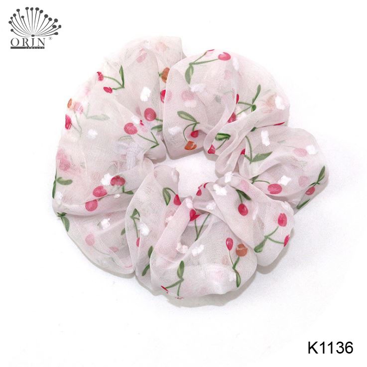 Dây buộc tóc, cột tóc vải scrunchies trái cherry Orin K1136
