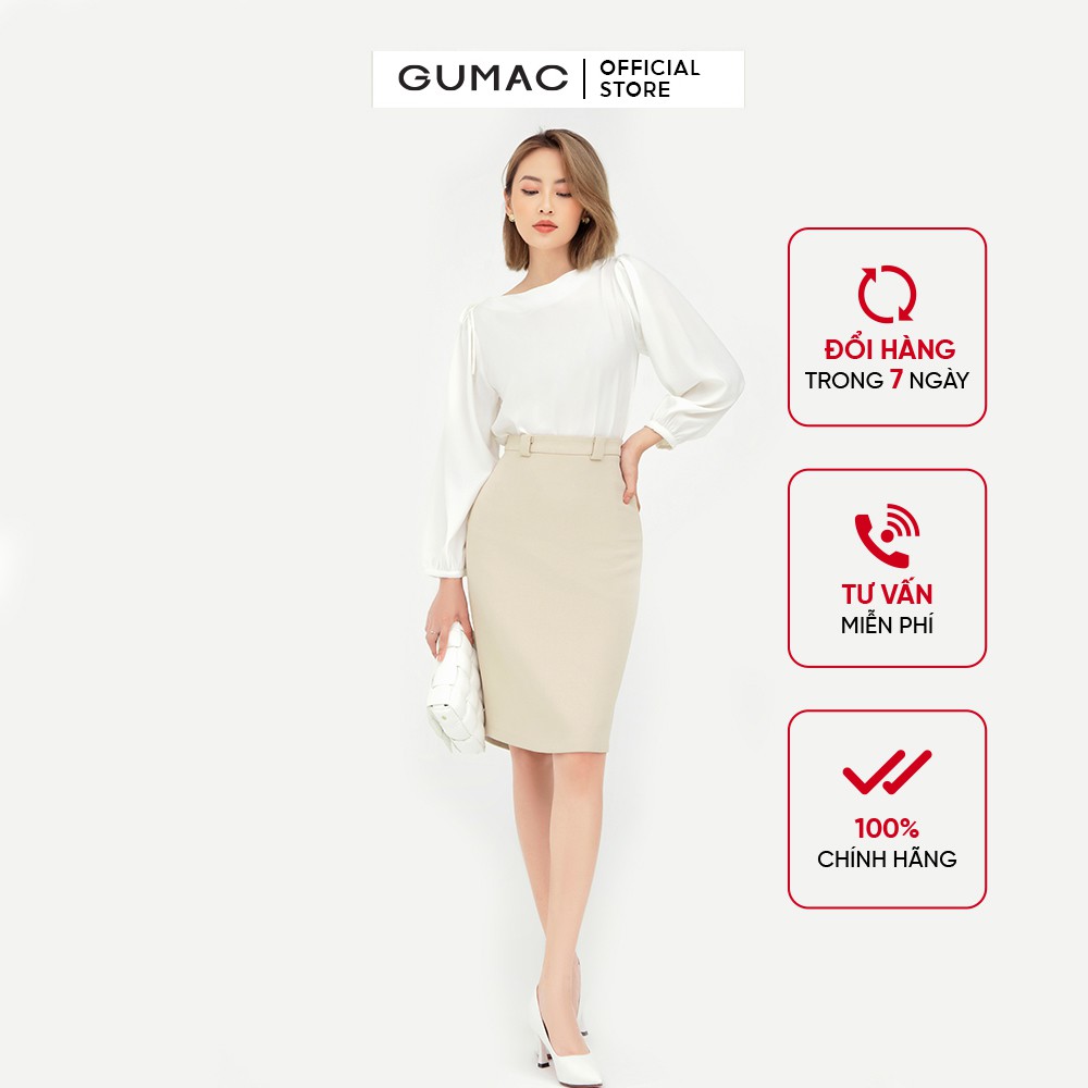 [Mã MABR07062 giảm 8% tối đa 50K đơn từ 249K] Chân váy suông nữ cơ bản GUMAC dáng chữ A, màu nude đủ size VB5126