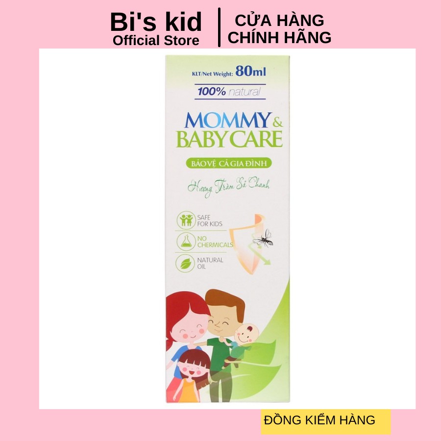 Xịt chống muỗiFREESHIPxịt chống muỗi cho bé MOMMY BABY CARE 80ml tinh dầu tự nhiên hương tràm xả chanh