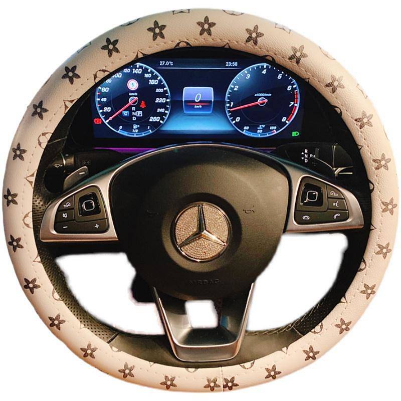 38cm Car Steering Wheel Cover Cute Female Online Influencer Fashion High-End Presbyopic Four Seasons Goddess Style Non-Slip Summer Handle Cover 1fwl