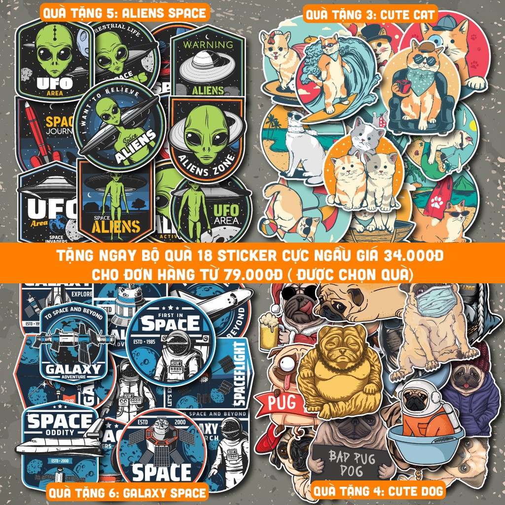 Sticker Retro chống nước sticker dán laptop, điện thoại, đàn guitar, mũ bảo hiểm. MSP: V05