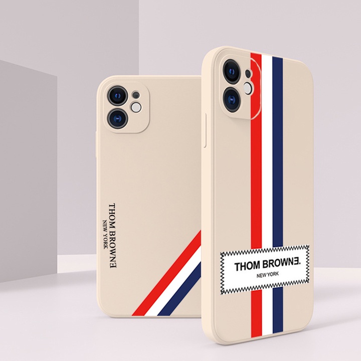 Ốp lưng IP Cạnh Vuông Thom Browne Màu kem 6/6plus/6s/6splus/7/7plus/8/8plus/x/xr/xs/11/12/13/14/pro/max/plus/promax