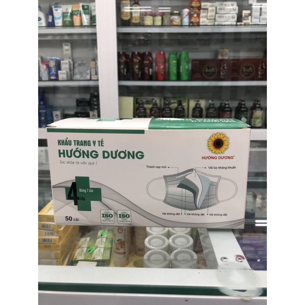 Khẩu trang y tế Hướng Dương Kháng khuẩn hộp 50 chiếc