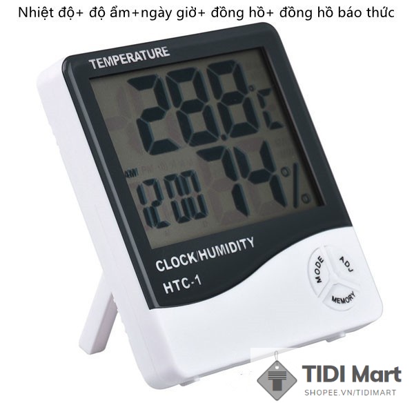Máy đo nhiệt độ độ ẩm không khí để bàn trong nhà HTC1 tích hợp đồng hồ và lịch