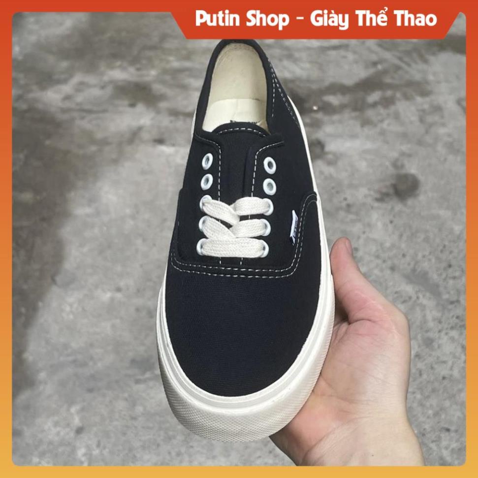 Giày Vans Claisc Lười Vault Đế Kem Nam Nữ, Giầy Van Đen Old  Skoll Full Phụ Kiện Bill Box