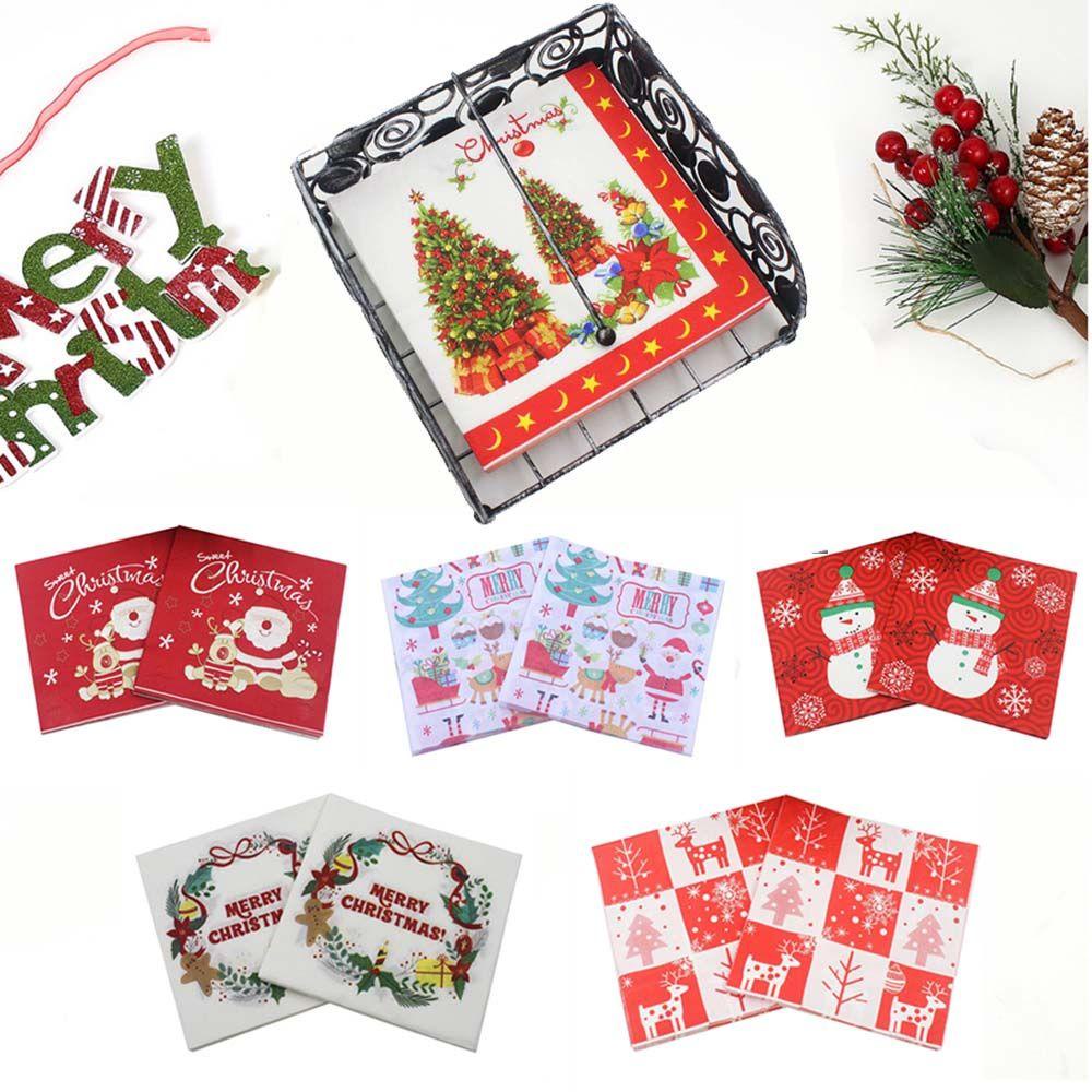 GOGOUP Khăn Ăn Trang Trí Bàn Ăn Họa Tiết Bông Tuyết Giáng Sinh