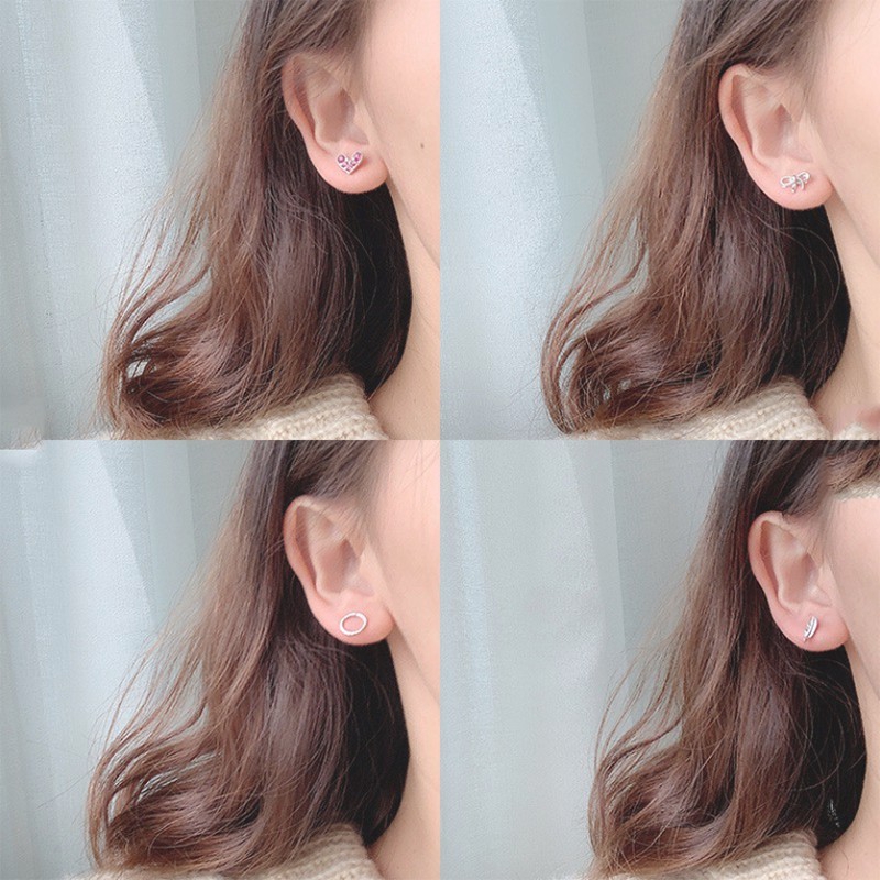 Set 6 Khuyên Tai Đính Ngọc Trai Đơn Giản Phong Cách Hàn Quốc