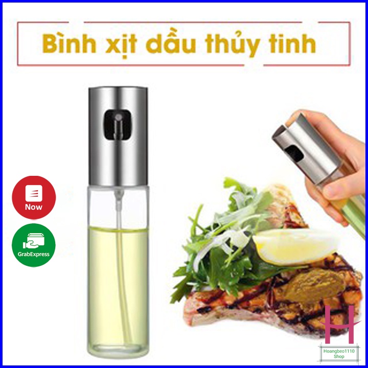 Bình xịt dầu ăn, giấm ăn cầm tay tiện dụng - Bình thủy tinh mini với vòi xịt phun xương sang sịn mịn { H }