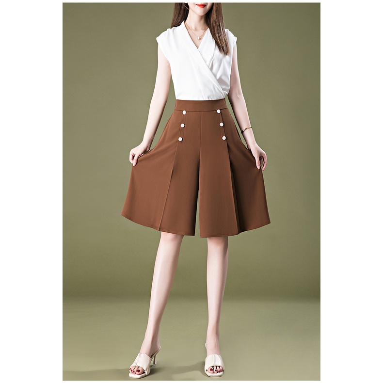 Q23736 Quần ống rộng lửng nữ hè chất mềm rũ hàng nhập