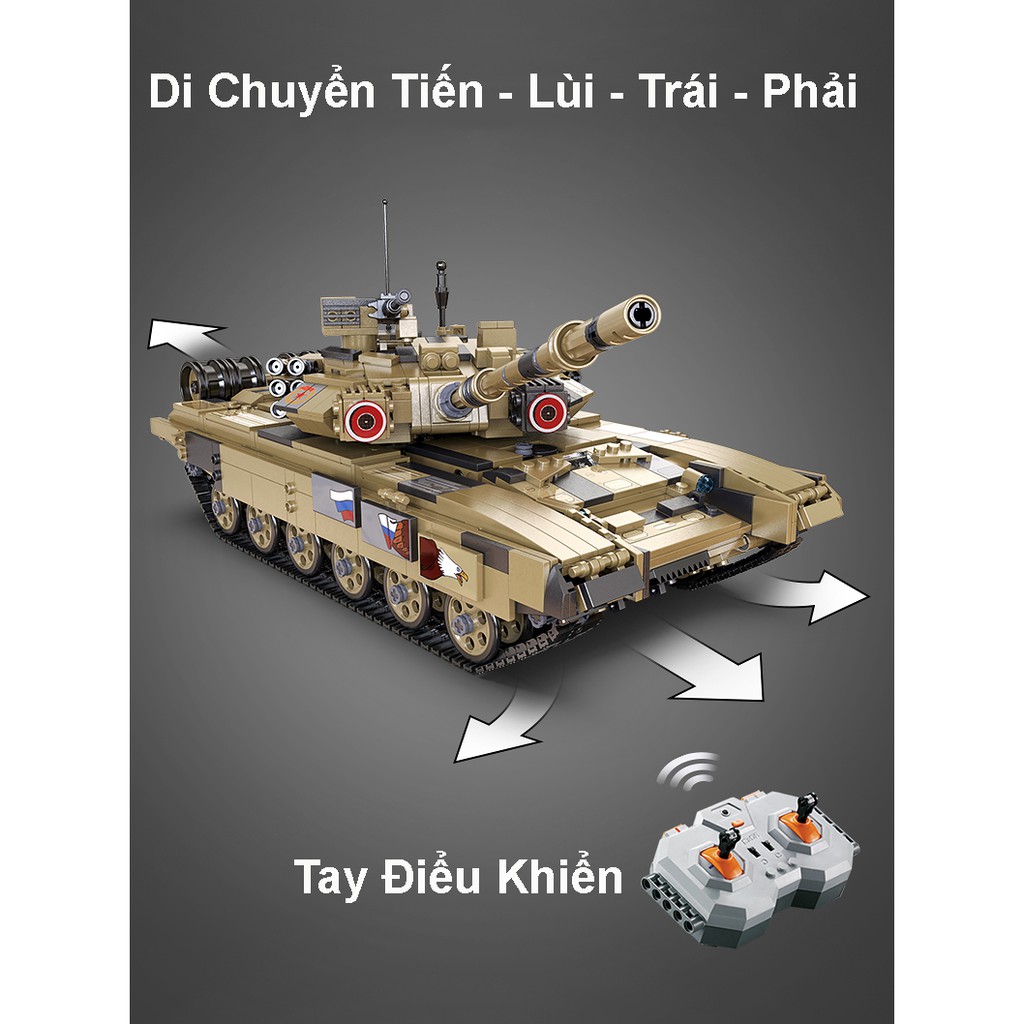 Đồ Chơi Lắp Ráp Kiểu Lego Mô Hình Xe Tăng Điều Khiển RC T90 ARMY TANK CaDA C61003 Với 1722 Mảnh Ghép - Chạy Bằng Động Cơ