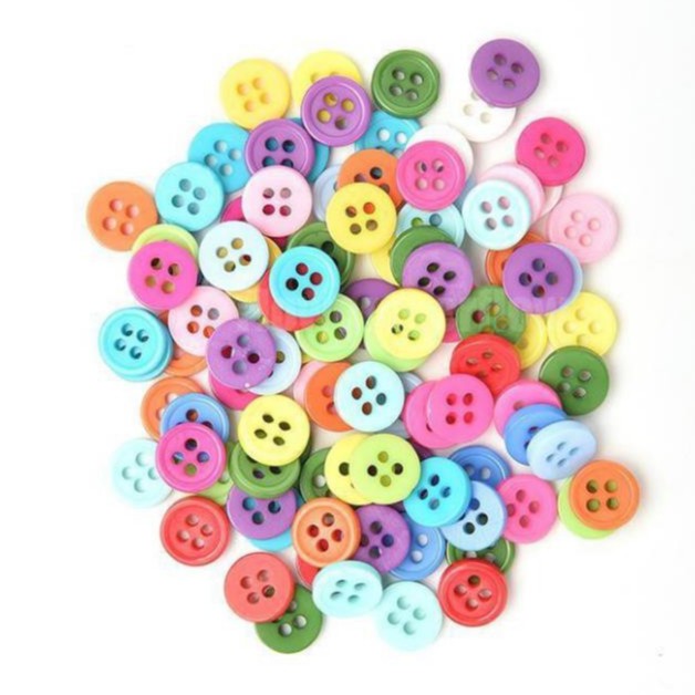 Set 100 Cúc Áo Tròn Bằng Nhựa 3 Kích Cỡ Dành Cho Bé Làm Đồ Thủ Công