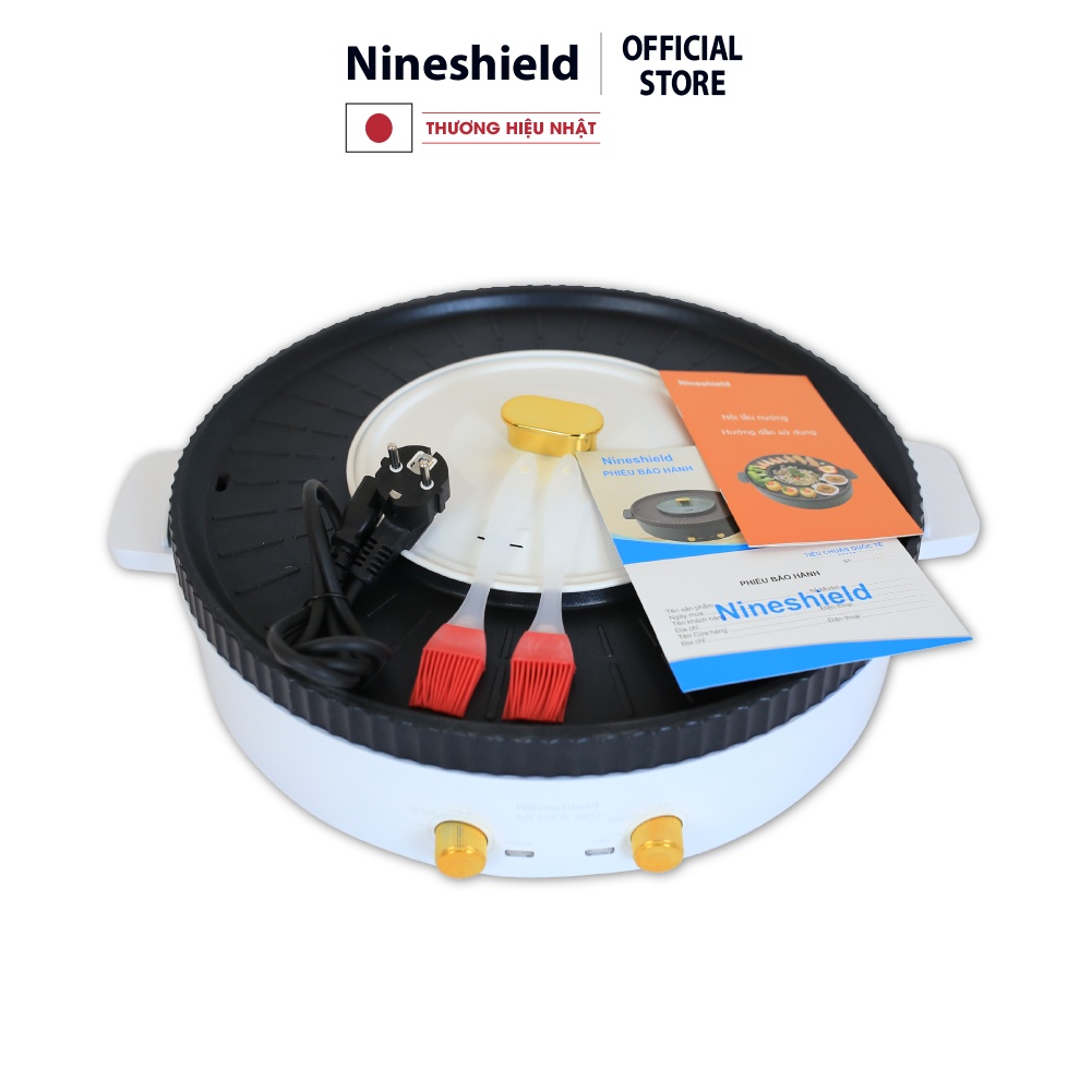 Bếp nướng điện Nineshield KB518 loại to 51cm - Bếp lẩu nướng đa năng 2 trong 1 tiện lợi - Chống dính - Hàng chính hãng