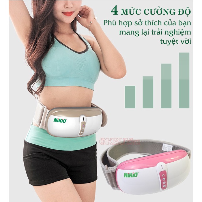 [Okbuy.vn] Đai [Máy] Massage Bụng Rung Lắc Hồng Ngoại Nhật Bản Nikio NK-169DC - Pin sạc - Chính Hãng Màu Hồng - Giảm Cân