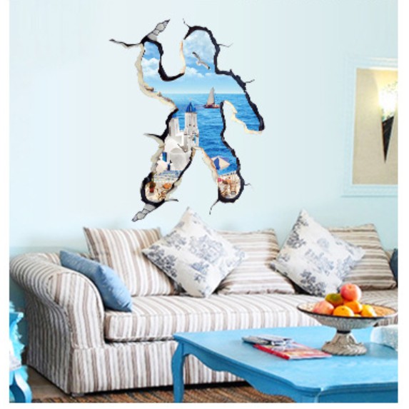 Decal trang trí Vết nứt tường hình người