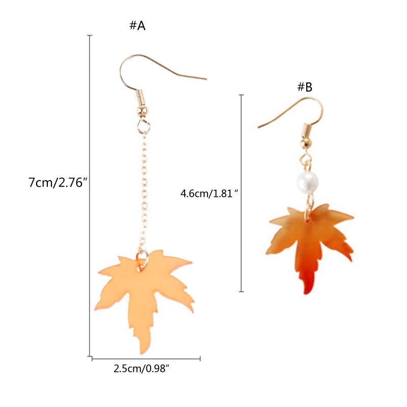 Bông Tai Dáng Dài Hình Chiếc Lá Phong Thời Trang Mùa Thu Cho Nữ