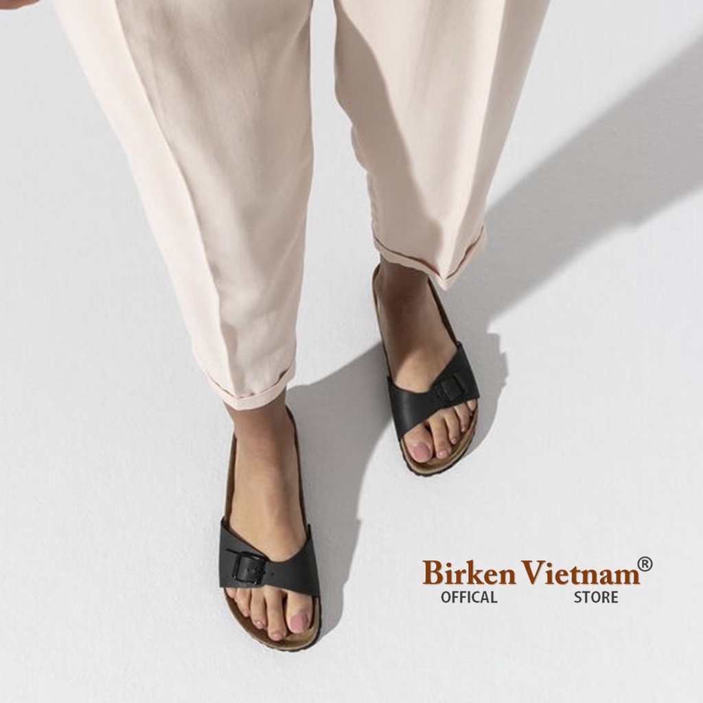Mã D08 DÉP DA BÒ Đế Trấu Quai Đơn Unisex Birken Vietnam Bioline