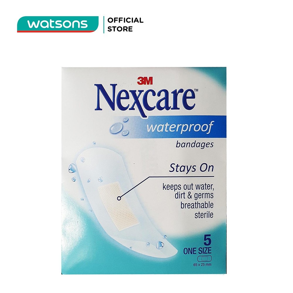 Băng Keo Cá Nhân Nexcare Waterproof Bandages Stays On Chống Thấm Nước 5 Miếng